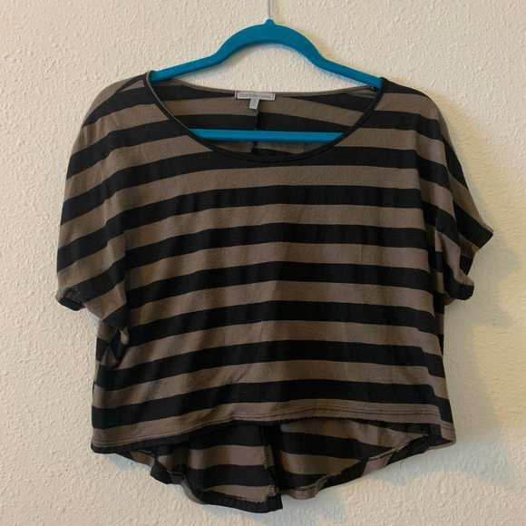 Greenish grey & black striped crop top - Picture 1 of 2